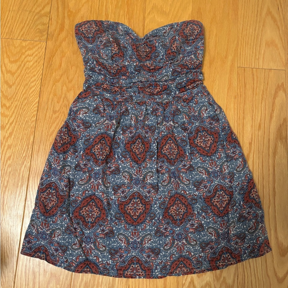 Urban Outfitters Strapless Blue and Orange Dress